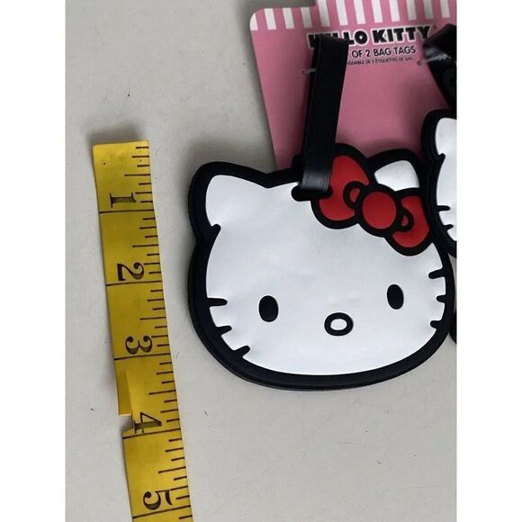 2 Piece HELLO KITTY SANRIO RUBBER SCHOOL ID BACKPACK LUGGAGE BAG TAGS SET New - Picture 7 of 13